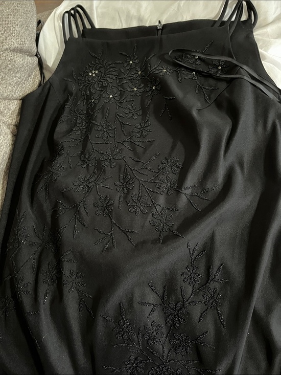 CDC Dresses & Skirts - CDC Black Beaded Floral Midi Slip Dress